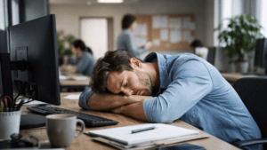 Trabajador durmiendo en el trabajo