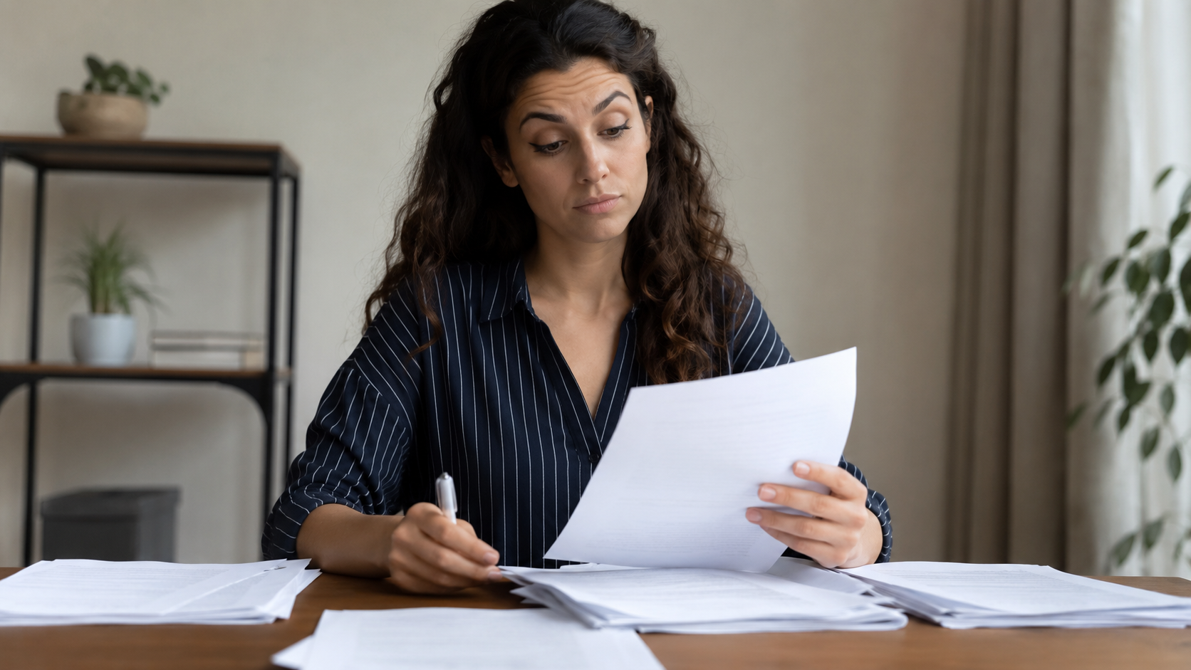 Trabajadora revisando sus contratos temporales encadenados.