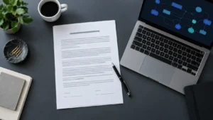 Trabajador leyendo el documento informativo de sus condiciones laborales.
