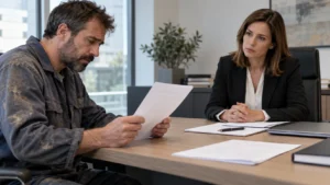 Trabajador revisando una carta de despido disciplinario